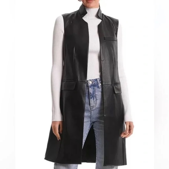 bagatelle Jackets & Blazers - Christmas Bagatelle Faux-Leather Longline Vest Jacket Coat Size XL Black